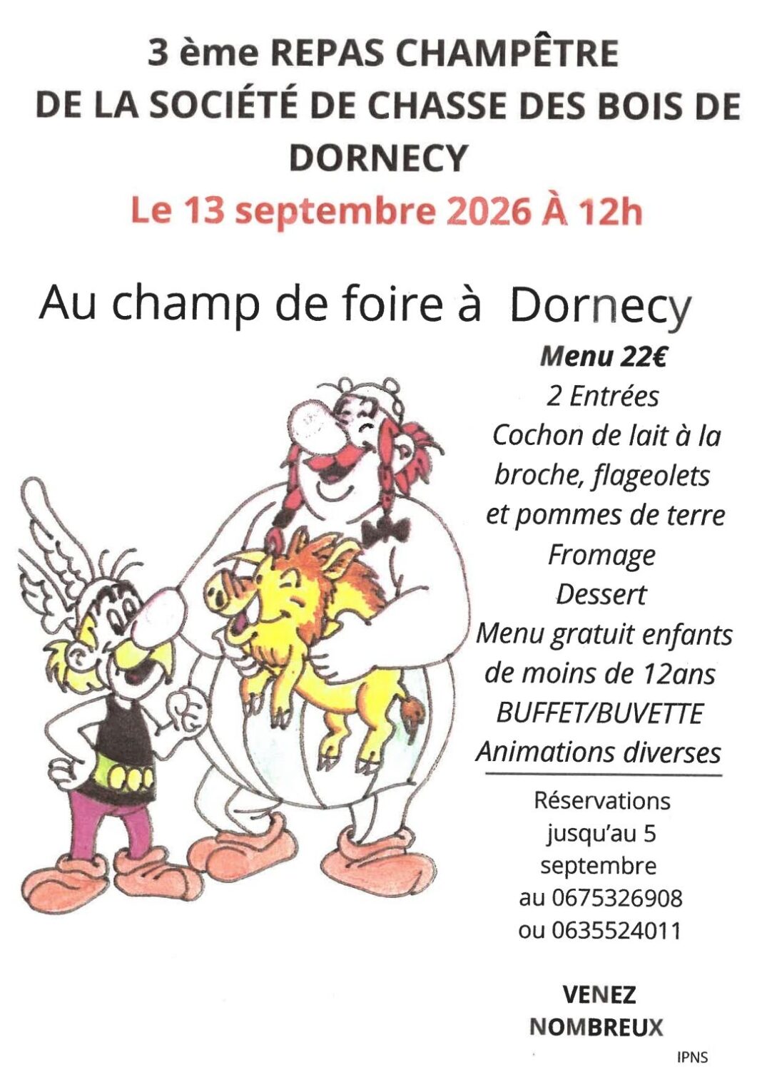 3ème repas champêtre de la société de chasse des bois de Dornecy Place du Champ de Foire Dornecy