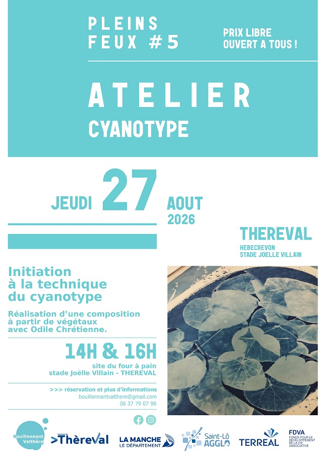 5e Festival Pleins Feux > atelier cyanotype Rue de la Grotte Thèreval