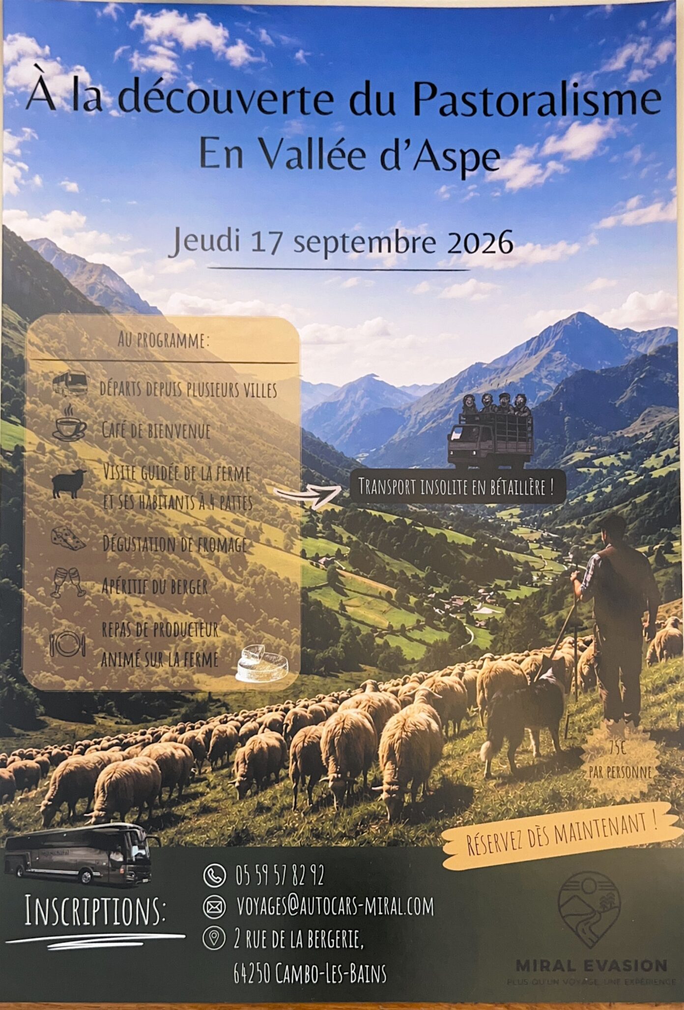 A la découverte du pastoralisme Vallée d&rsquo;Aspe Autocar Miral Cambo-les-Bains