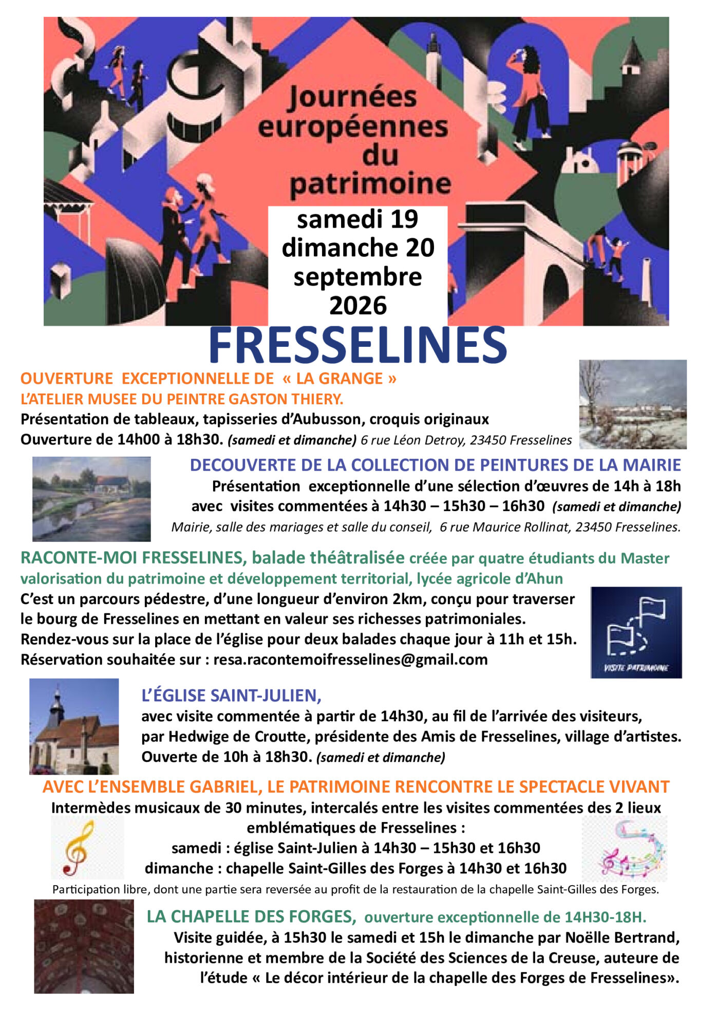 Journées du patrimoine 2026 Fresselines Fresselines