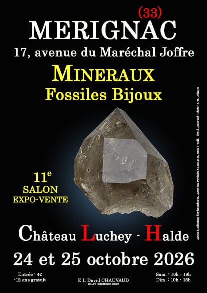 11e SALON MINERAUX FOSSILES BIJOUX de MERIGNAC (Gironde) Château Luchey-Halde Mérignac