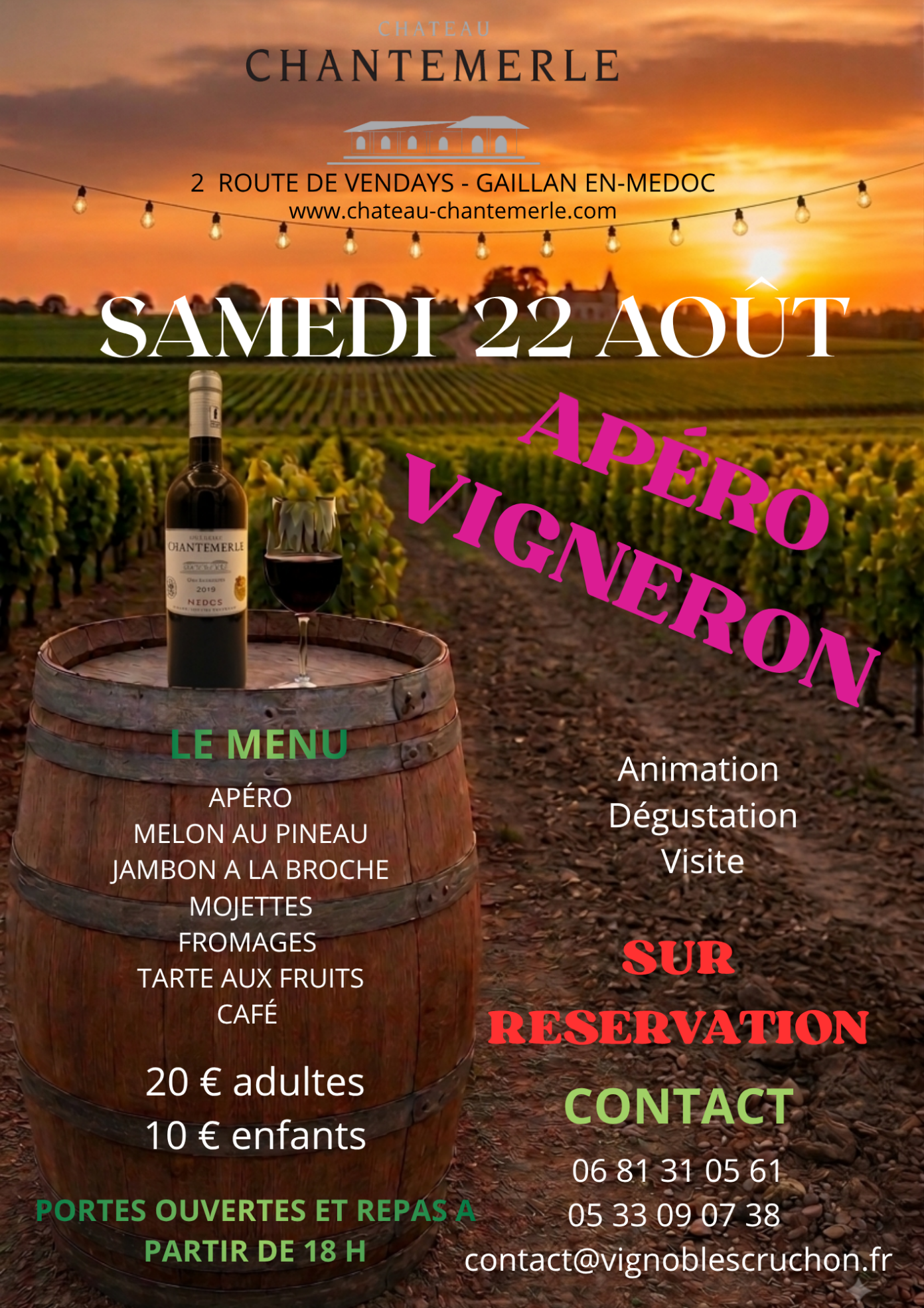 Apéro Vigneron au Château Chantemerle Château Chantemerle Gaillan-en-Médoc