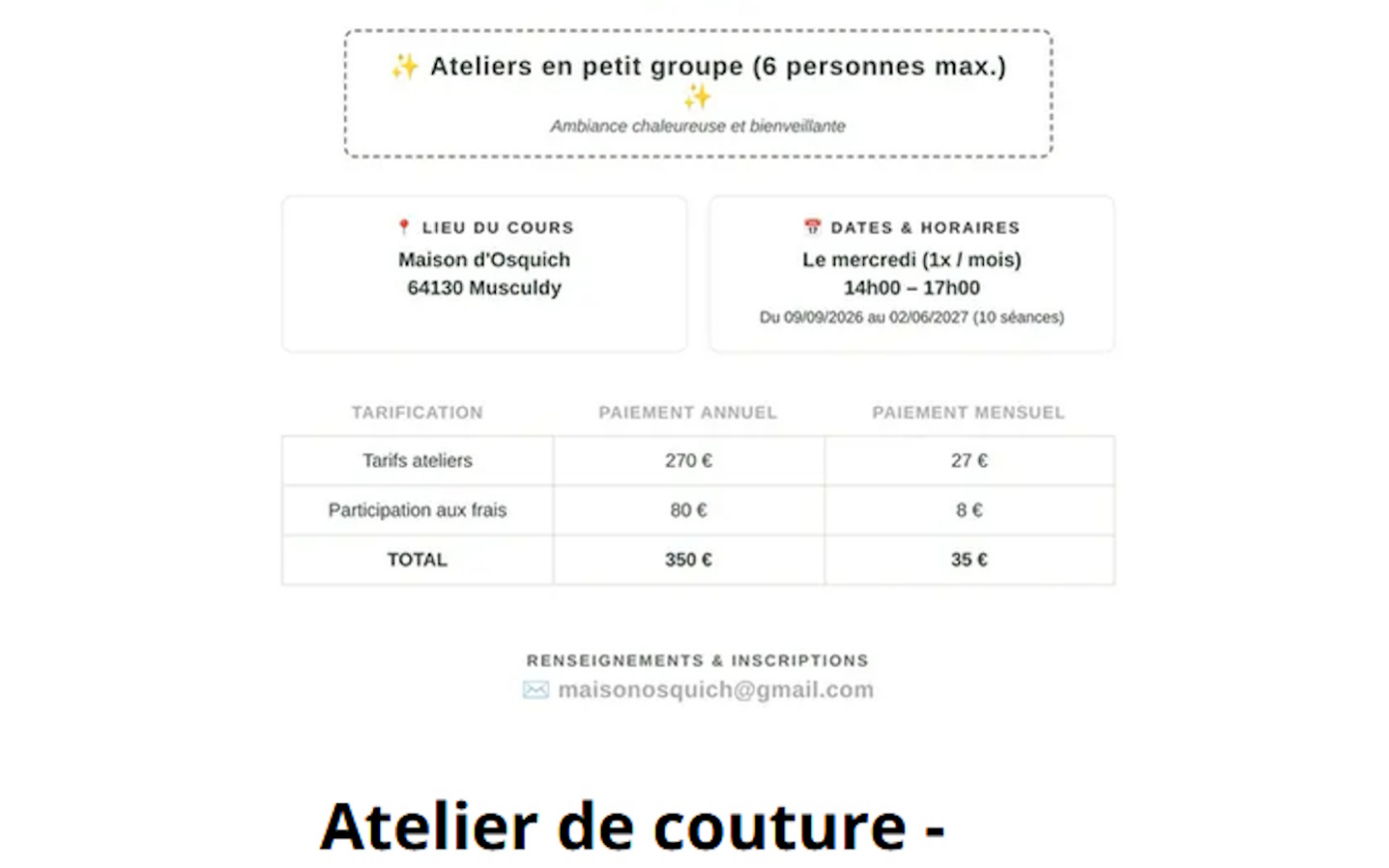 Atelier couture La maison d&rsquo;Osquish Musculdy