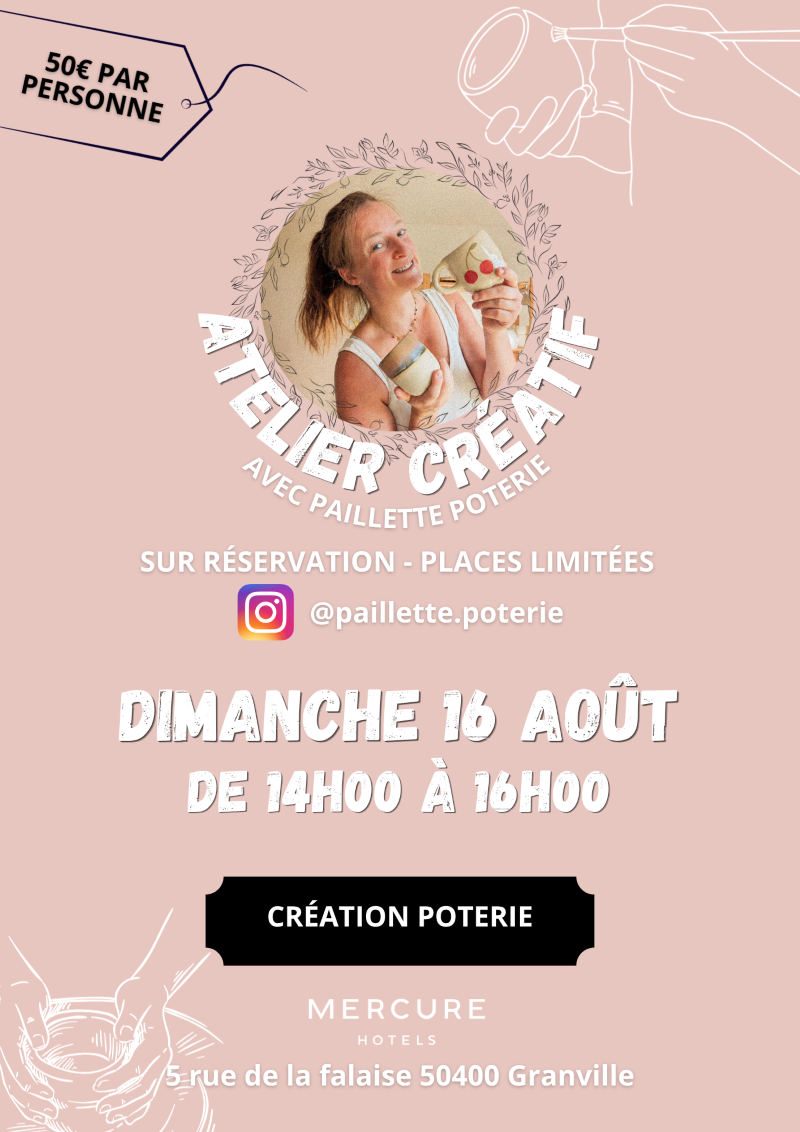 Atelier créatif poterie avec Morgane Hôtel Mercure le Grand Large Granville