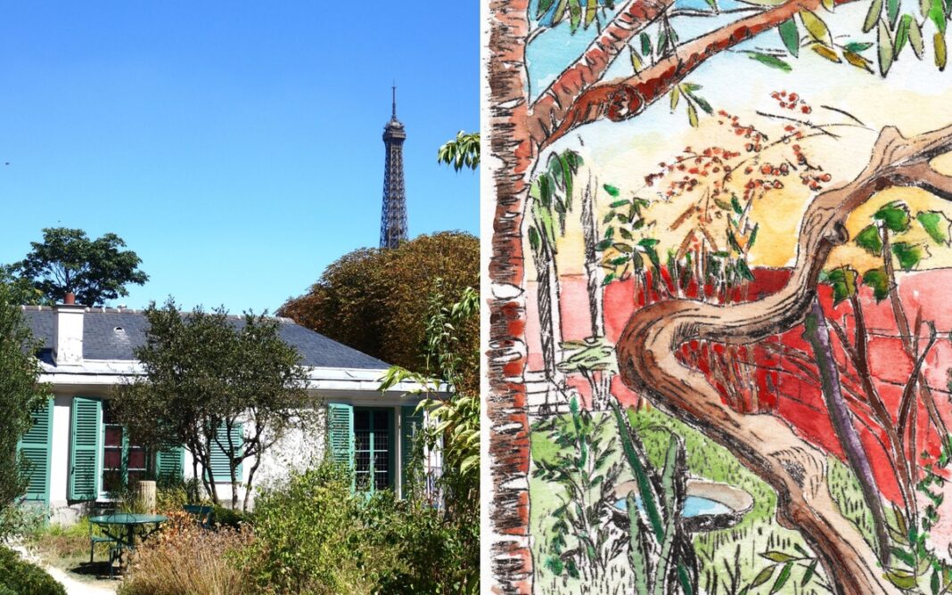 Atelier d’arts plastiques à la Maison de Balzac : carte postale à l’aquarelle Maison de Balzac musée et bibliothèque Paris