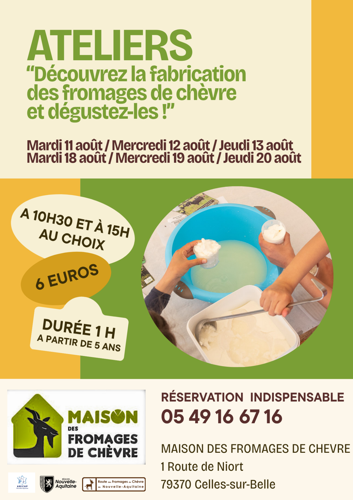 Atelier de fabrication et de dégustation de fromage  Celles-sur-Belle