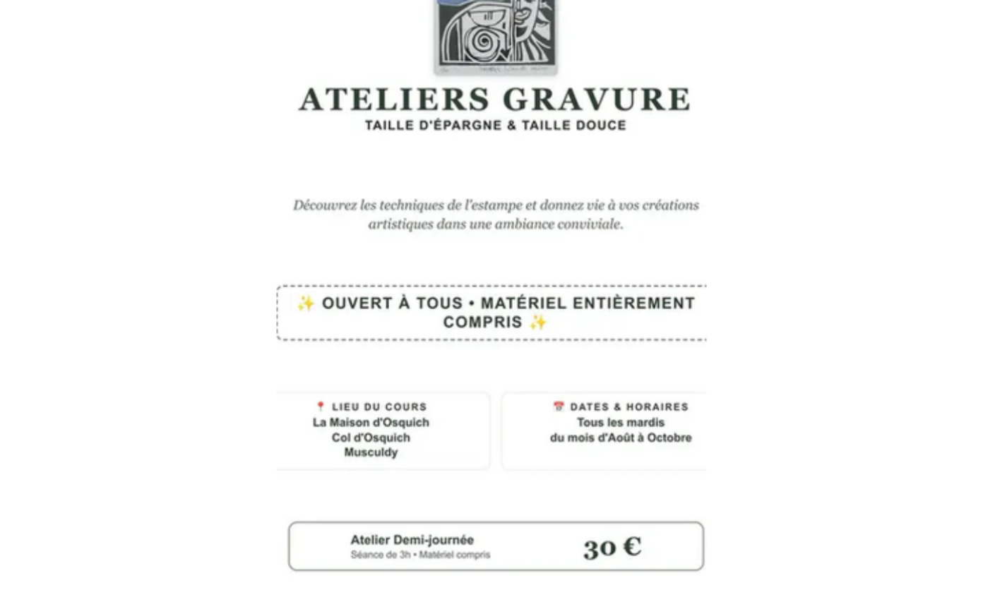 Atelier de gravure La maison d&rsquo;Osquish Musculdy