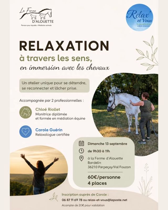 Atelier de relaxation à la ferme d&rsquo;Alouette  Val-Fouzon
