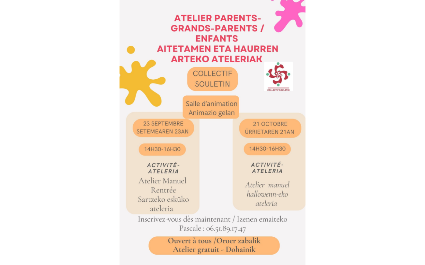 Atelier grands-parents-parents-enfants Collectif Souletin Mauléon-Licharre