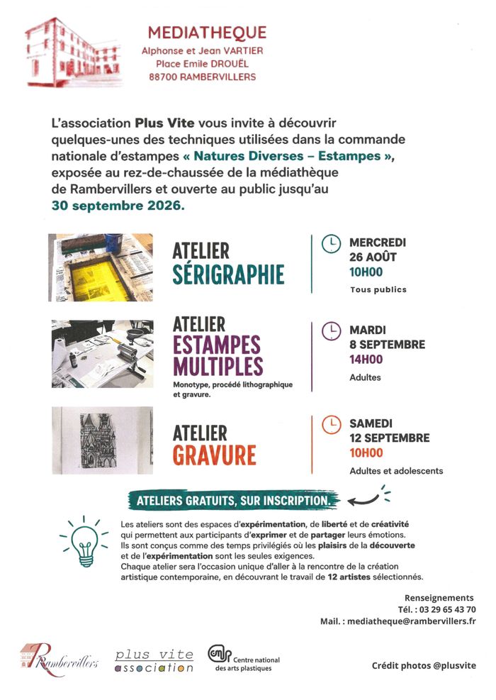 Atelier gravure, Médiathéque de Rambervillers, Rambervillers