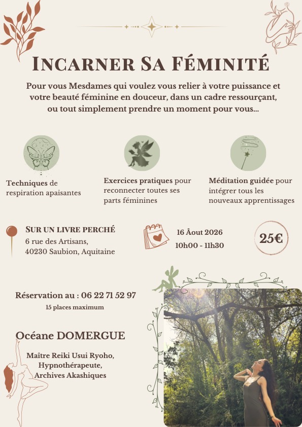 Atelier Incarner sa féminité Saubion