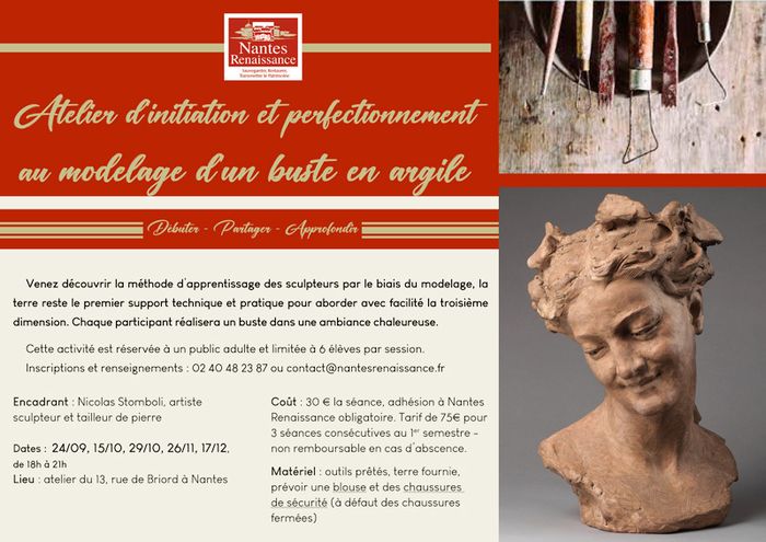 Atelier Modelage d’un buste en argile Hôtel de Châteaubriant (Hôtel de Briord) Nantes
