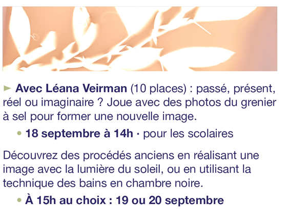Atelier photographie avec Léana Veirman  Châtillon-Coligny