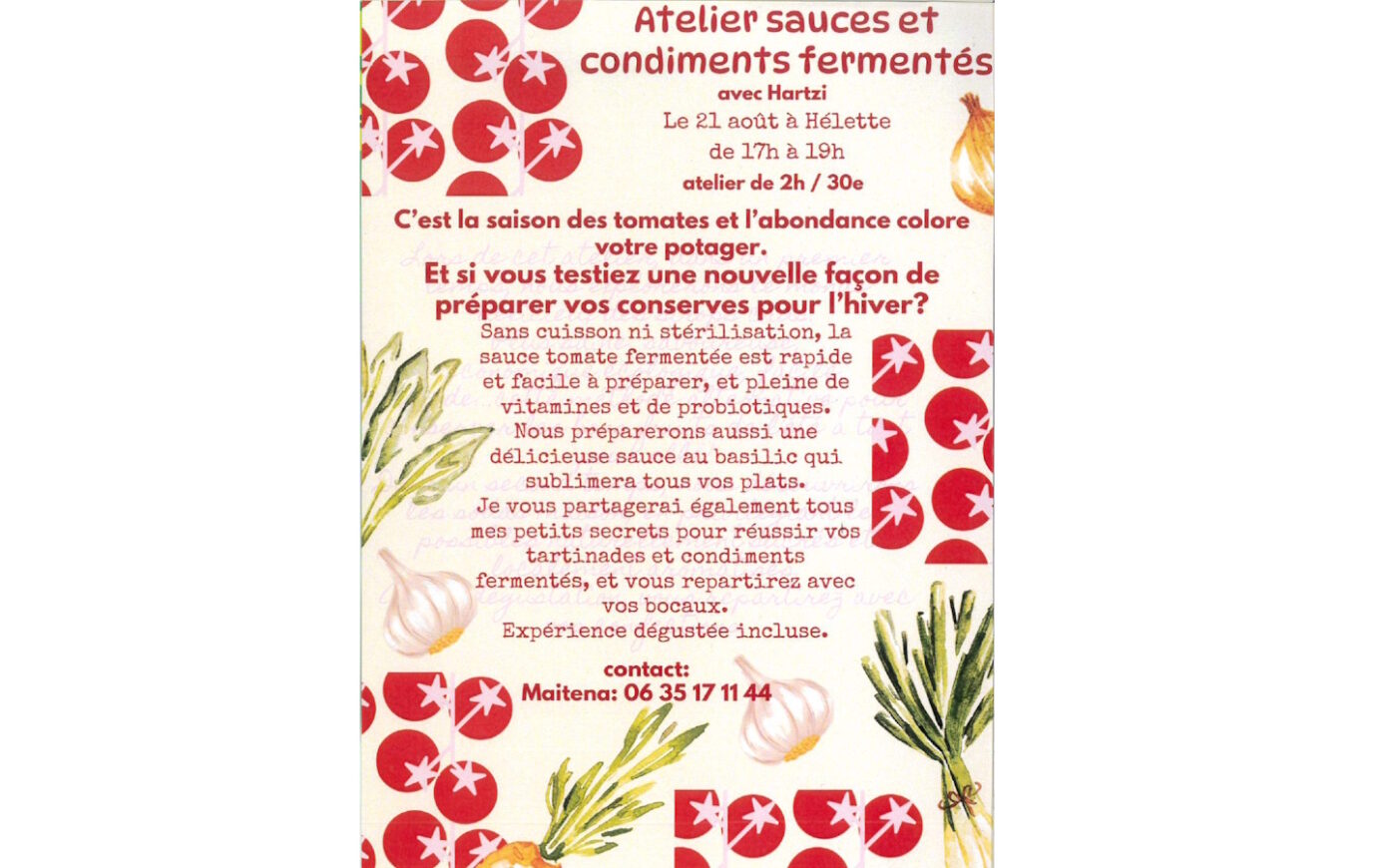 Atelier sauces et condiments fermentés  Hélette