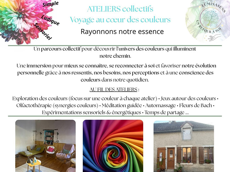 Atelier voyage au coeur des couleurs 12 Route de Belabre Ruffec 2026-09-13