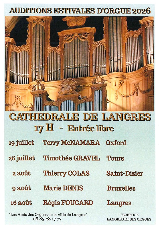 Auditions Estivales d&rsquo;Orgue 2026  Langres