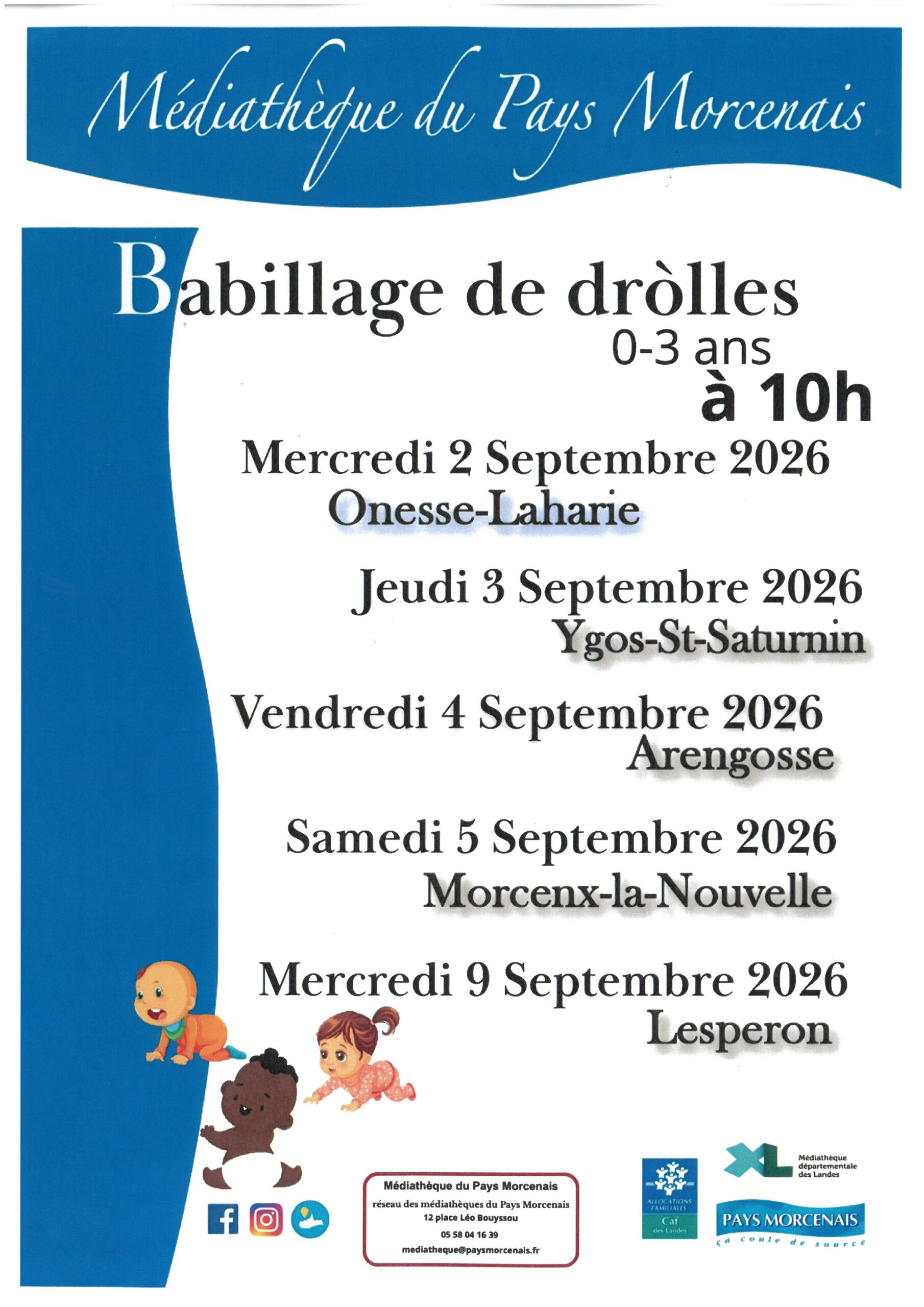 Babillage des dròlles-Arengosse Médiathèque du Pays Morcenais Arengosse 2026-09-04