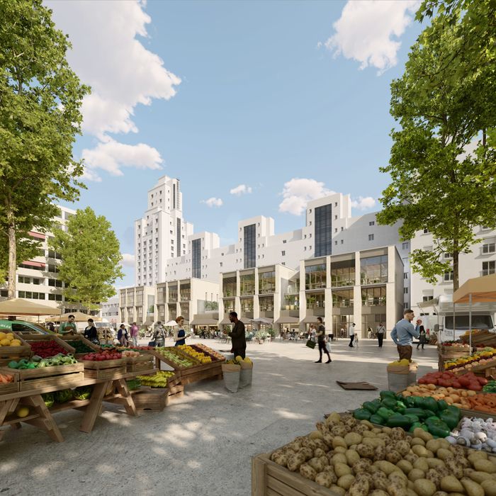 Balade architecturale : les Contreforts, Place Lazare Goujon, Villeurbanne