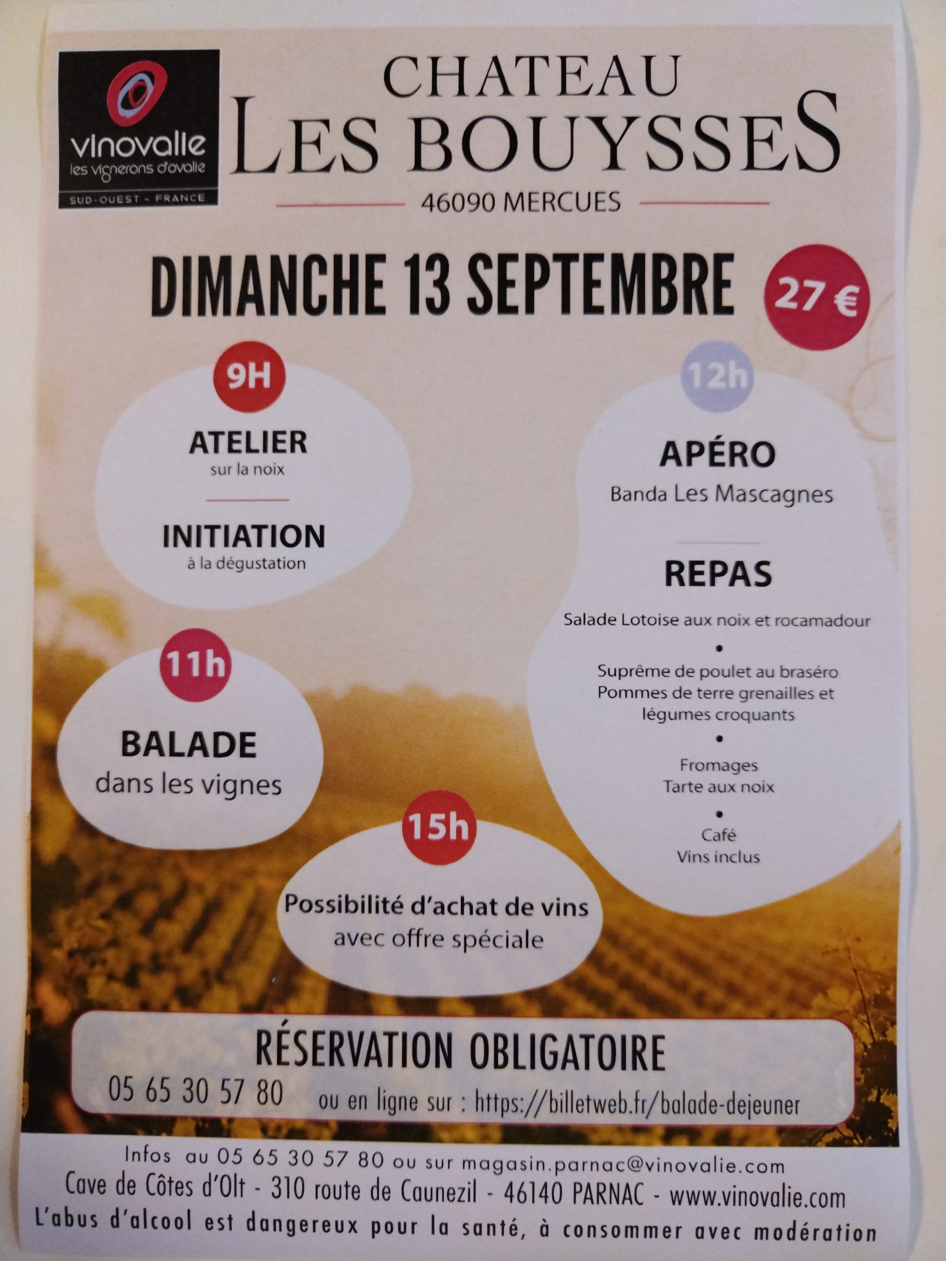 Balade dans les vignes et déjeuner au château les Bouysses  Mercuès 2026-09-13