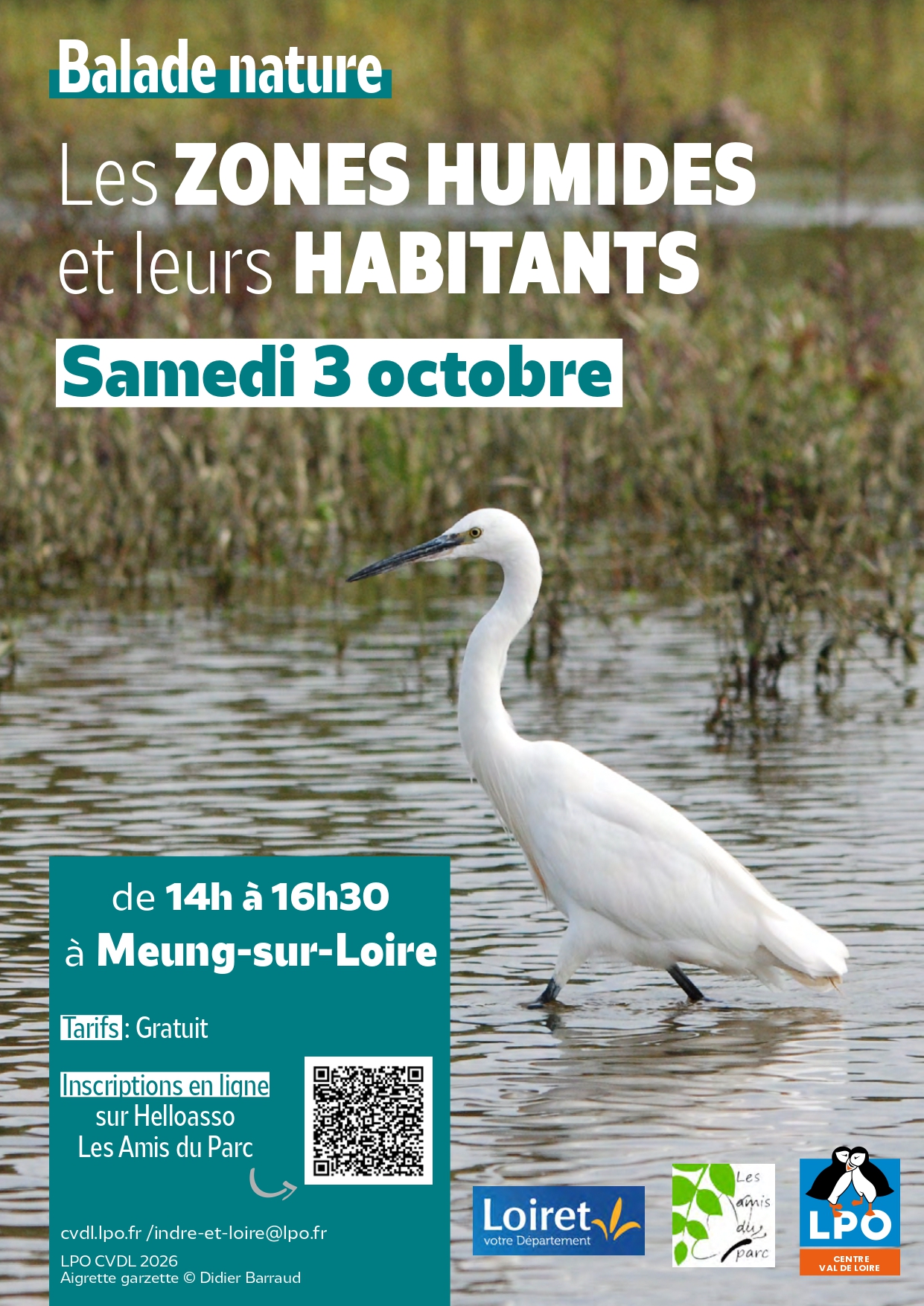 Balade nature Les zones humides et leurs habitants Parc Départemental des Courtils des Mauves Meung-sur-Loire 2026-10-03