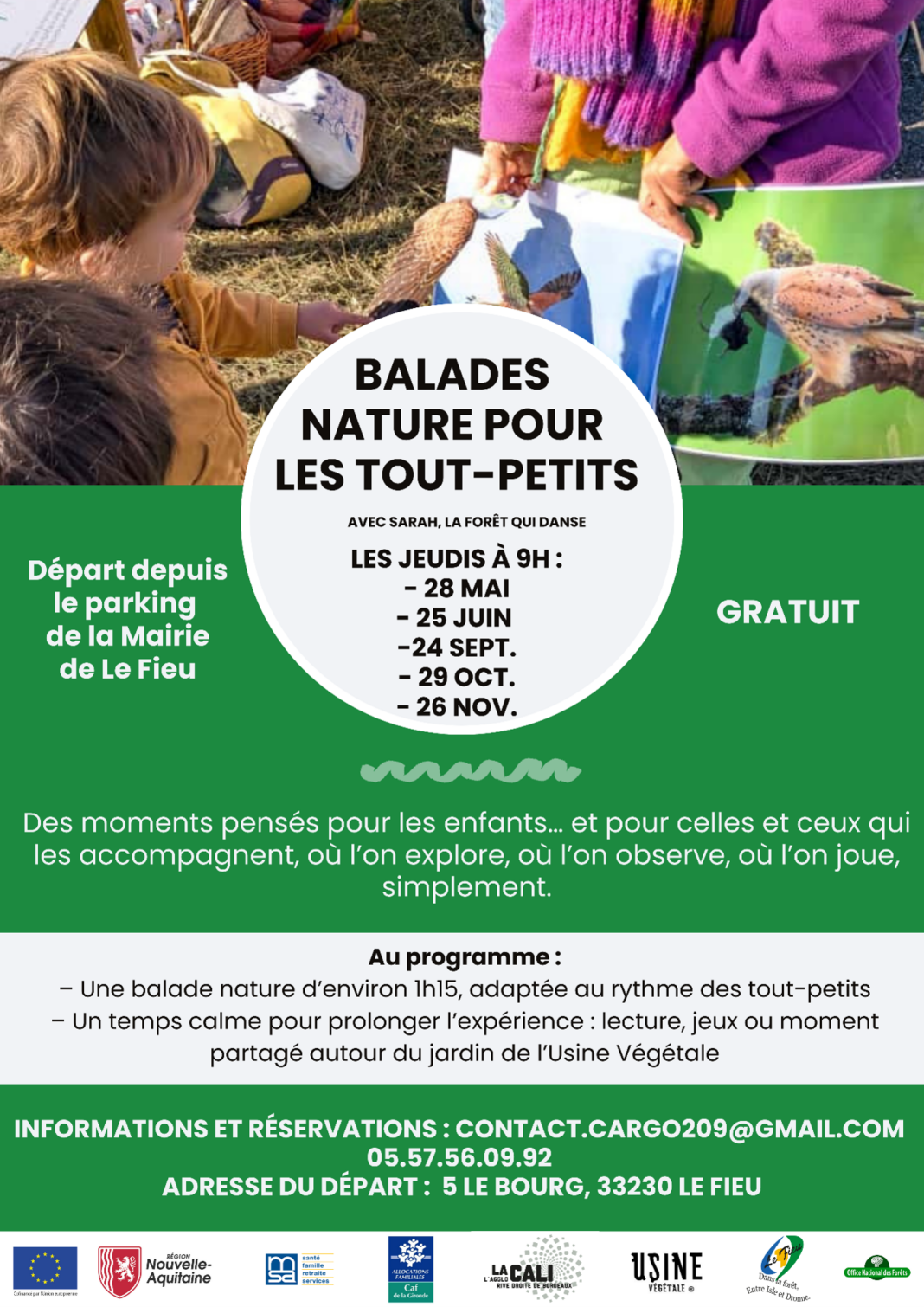 Balades nature pour les tout-petits (de 0 à 3 ans) Parking de la mairie Le Fieu