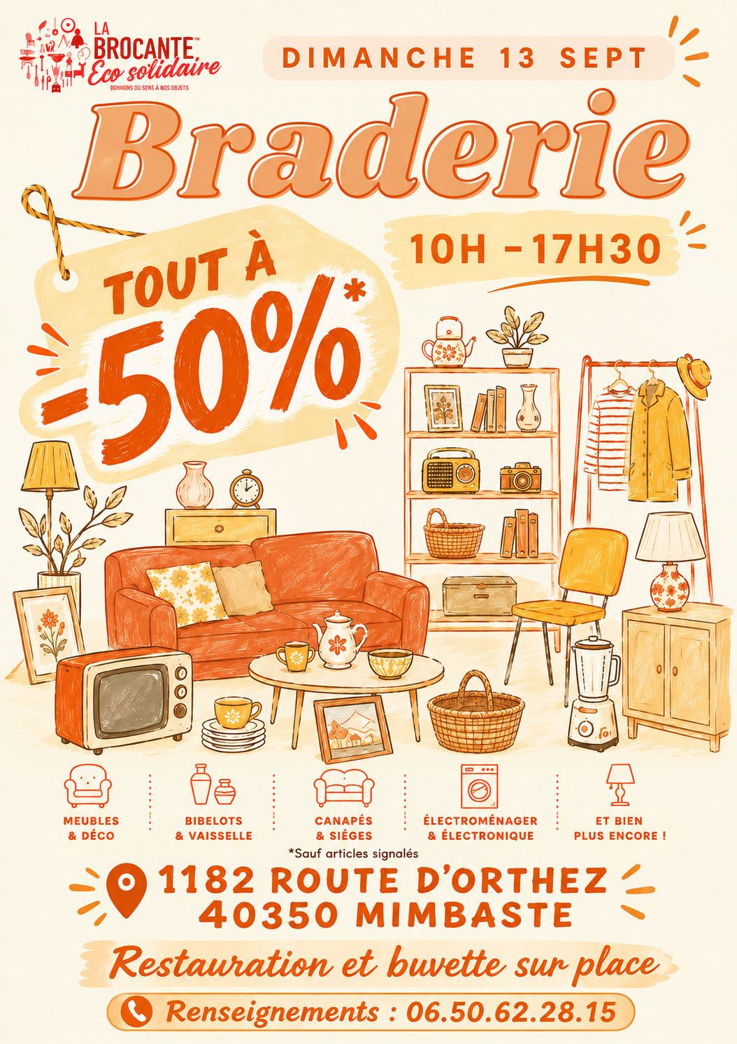 Braderie à la brocante éco-solidaire Graines de Partages Mimbaste