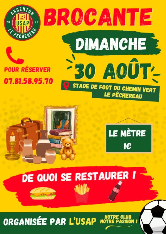 Brocante de l'USAP Football Rue du Chemin Vert Le Pêchereau 2026-08-30