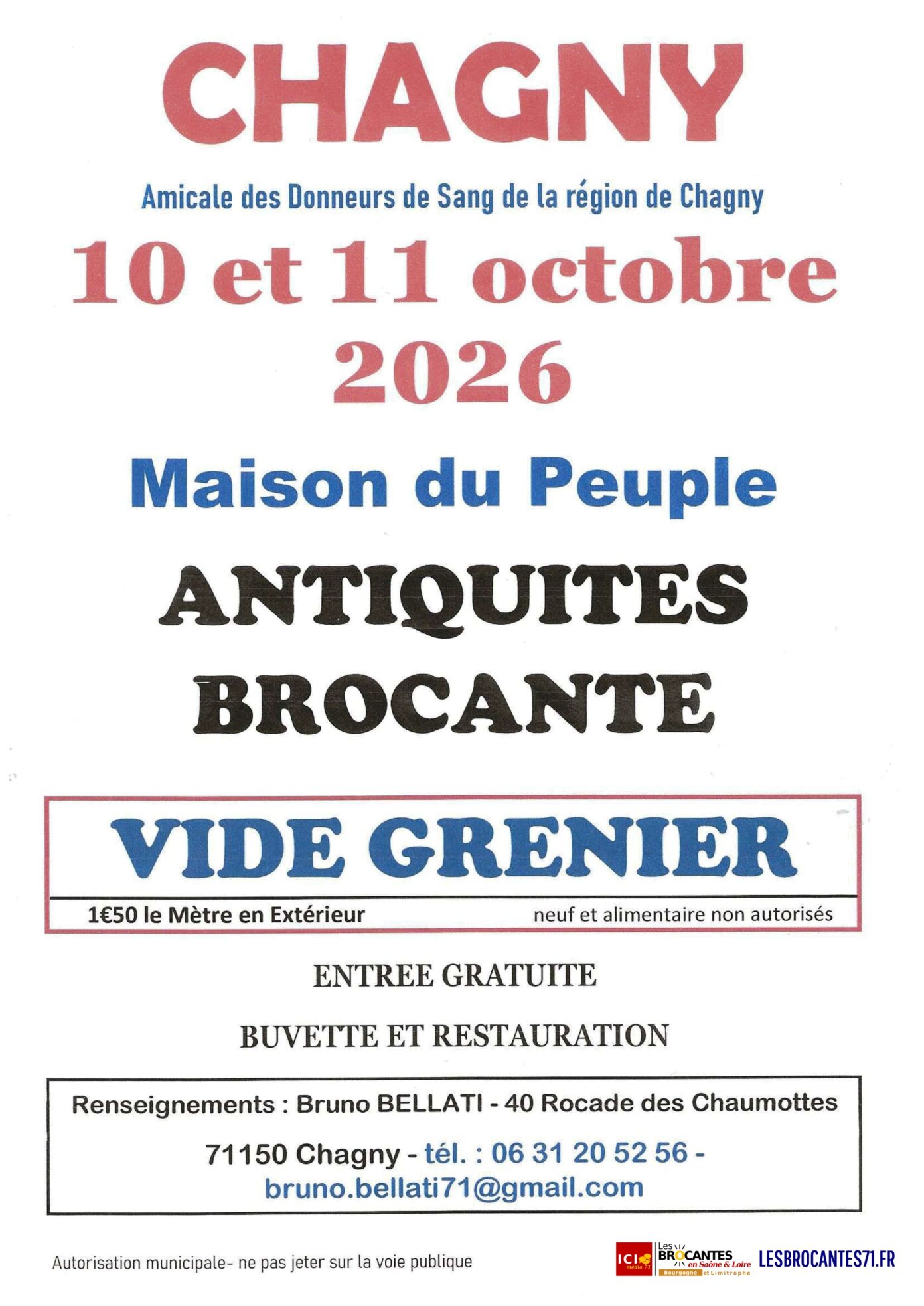 Brocante vide-grenier de l&rsquo;amicale des donneurs de sang Maison du Peuple Chagny