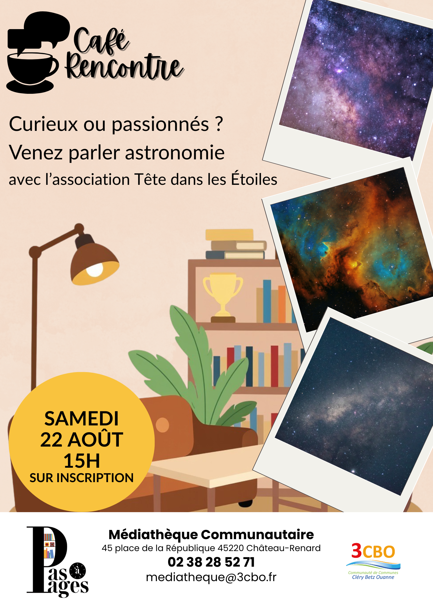 Café-rencontre avec La tête dans les étoiles 45 Place de la République Château-Renard 2026-08-22