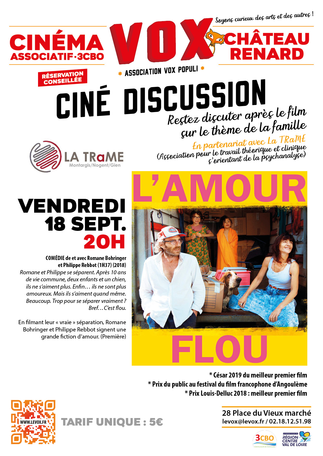 Ciné discussion L'amour flou 28 Place du Vieux Marché Château-Renard 2026-09-18