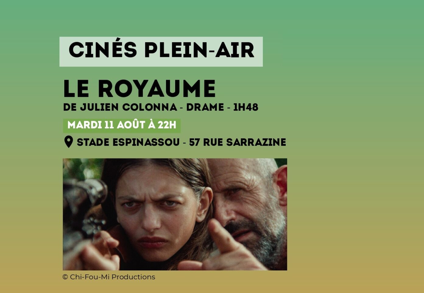 Cinéma en plein-air Film Le Royaume à Niort Stade Espinassou Niort