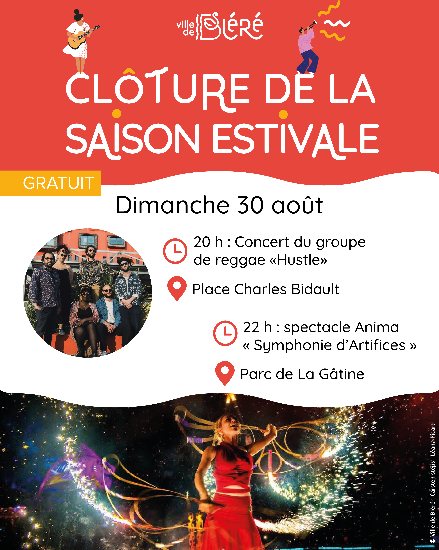 Clôture saison estivale Place Charles Bidault Bléré 2026-08-30