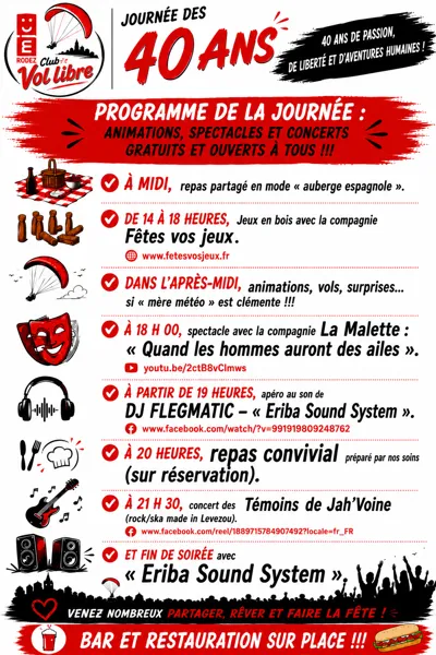 Club de vol libre Journée des 40 ans Clairvaux-d’Aveyron