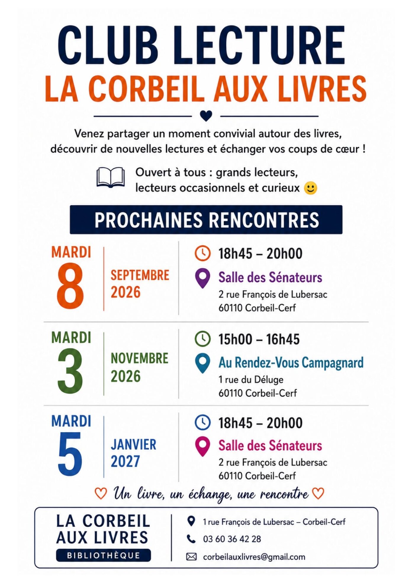 Club lecture La Corbeil aux Livres  Corbeil-Cerf