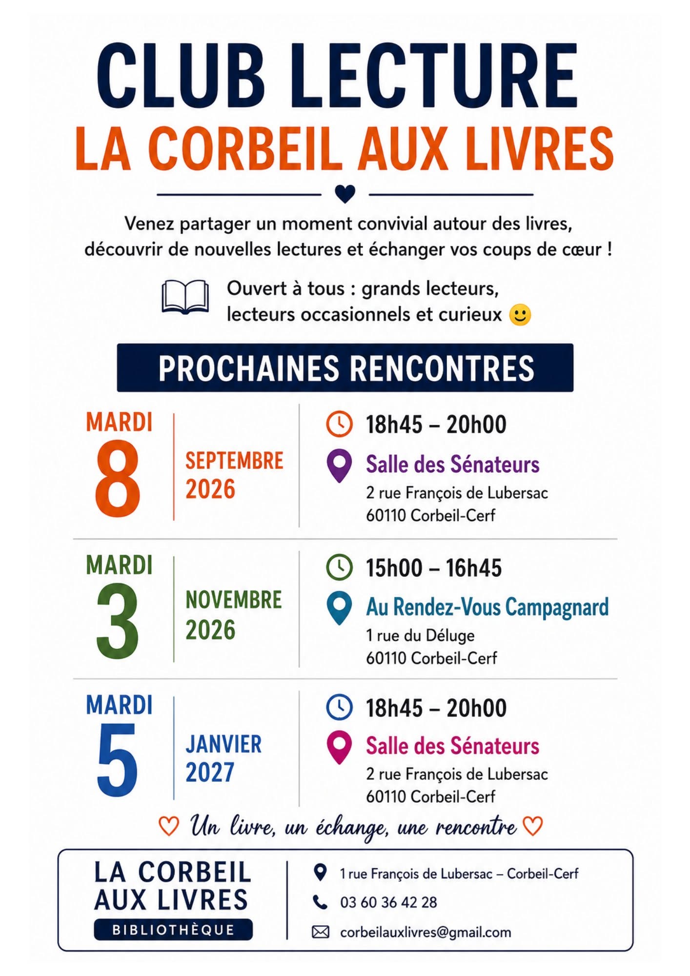 Club lecture La Corbeil aux Livres Corbeil-Cerf