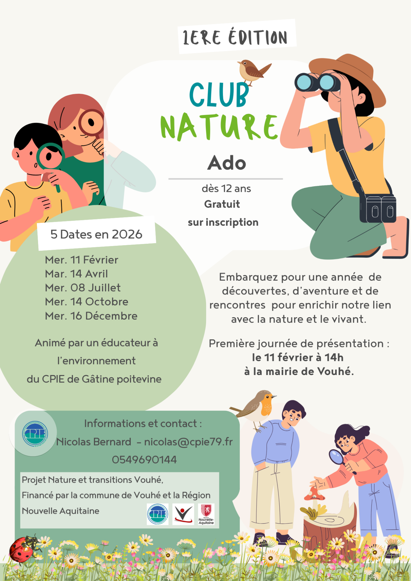Club nature Ado avec le CPIE Place du Général de Gaulle Vouhé