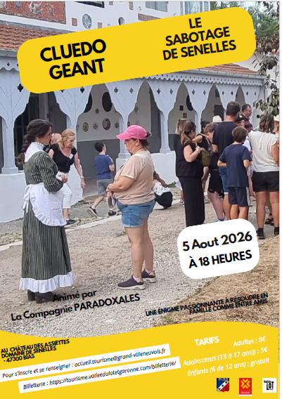 Cluedo géant du 5 août 2026 Le sabotage de Senelles Rue Clémentine Steef Bias