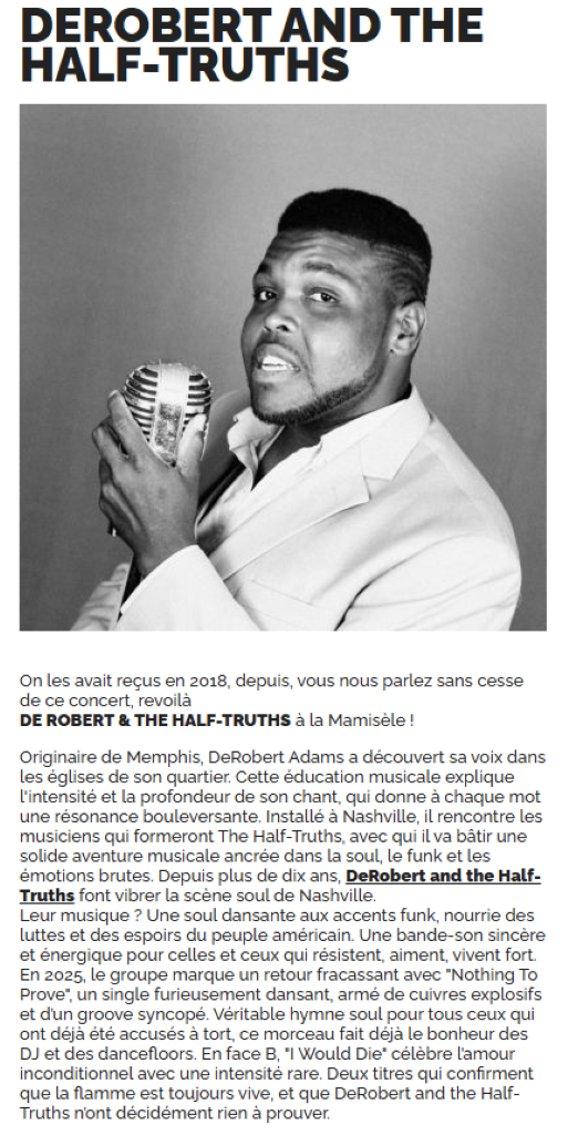 Concert à la mamisèle DeRobert and the Half-Truths Saubrigues