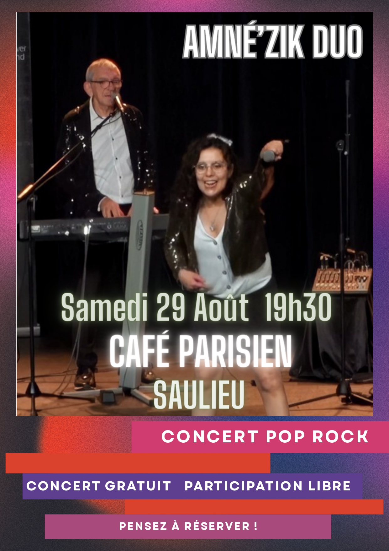 CONCERT AMNE’ZIK DUO CAFE PARISIEN Saulieu