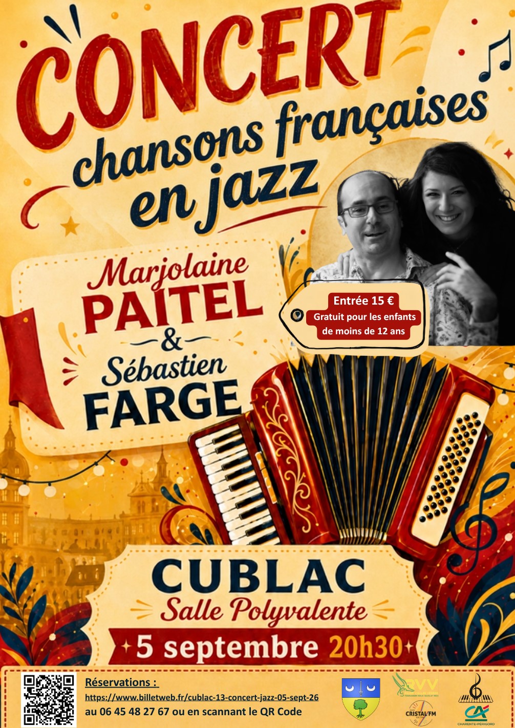 Concert Chanson francaise en jazz, par Majolaine Paitel et Sébastien Farge Cublac