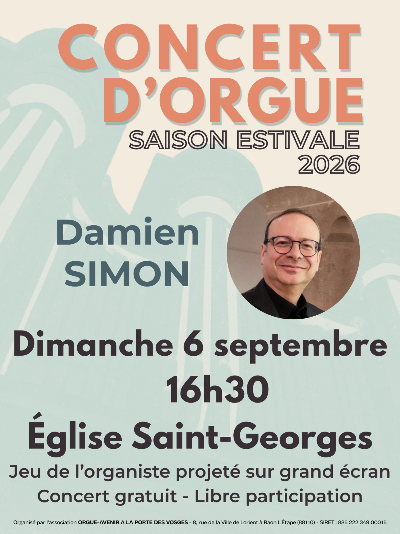 Concert d’orgue par Damien SIMON à Raon L’Étape Église Saint-Georges