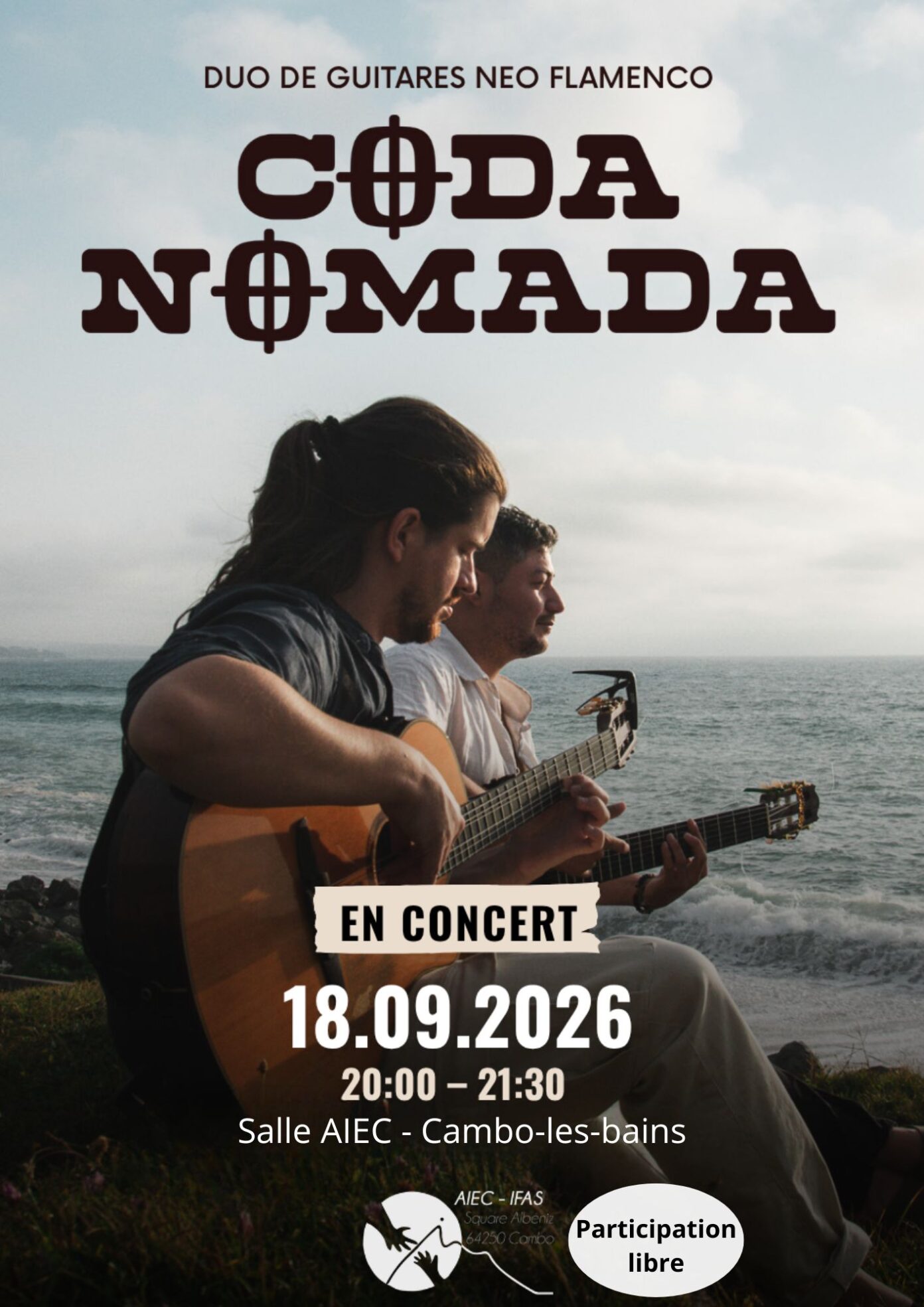 Concert de Coda Nomada Duo de Guitares Neo Flamenco Salle AIEC Cambo-les-Bains