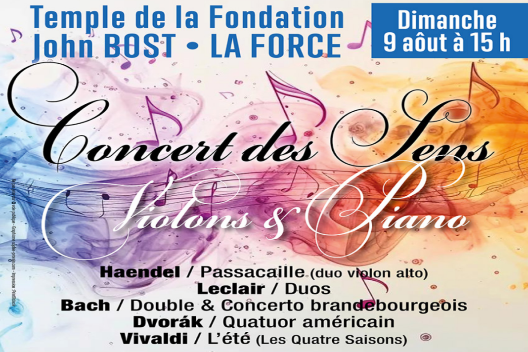 Concert des Sens (Violons & Pianos) | Temple de la Fondation John Bost  La Force