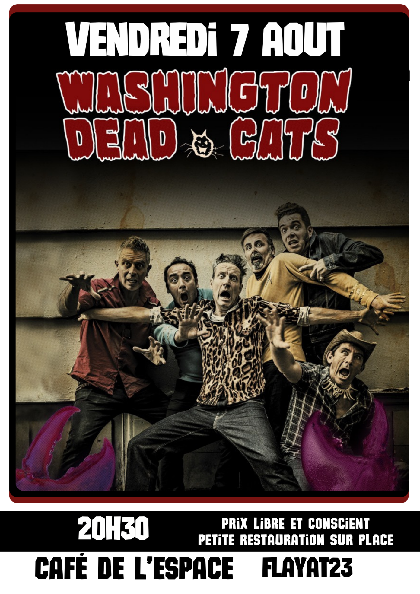 Concert des WASHINGTON DEAD CATS VENDREDI 7 AOÛT Flayat