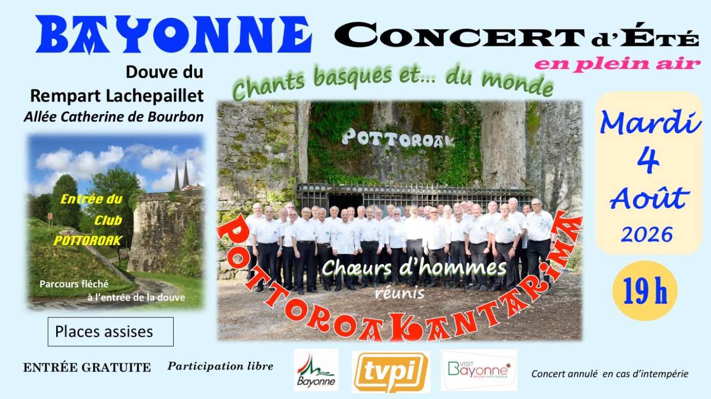 Concert d’été en plein air avec chants basques au Club Pottoroak Douve Remp. Lachepaillet Entr. Pottoroak Bayonne