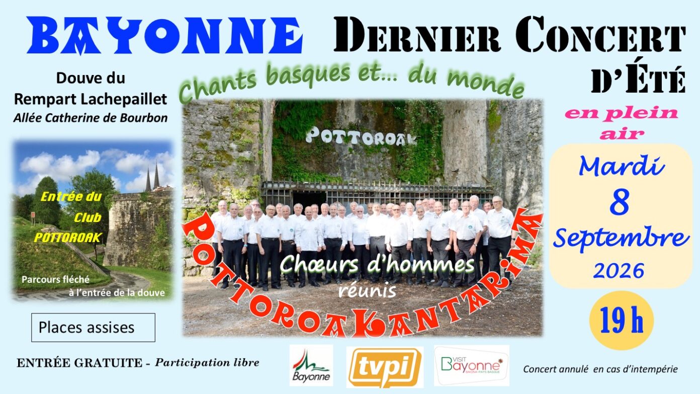 Concert d&rsquo;été en plein air avec chants basques au Club Pottoroak Douve Remp. Lachepaillet Entr. Pottoroak Bayonne