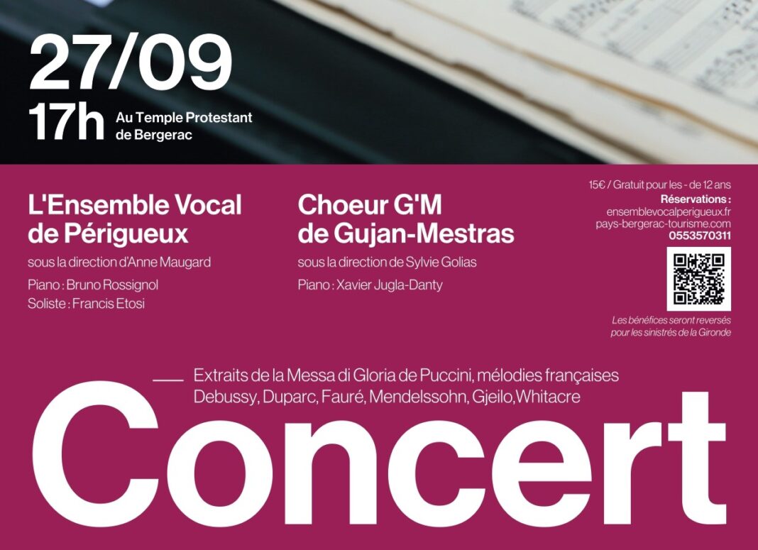 Concert | Ensemble vocal de Périgueux et Choeur G’M Temple protestant Bergerac