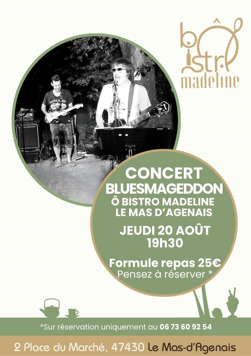 Concert Ô Bistro Madeline Bluesmageddon Sous la halle Le Mas-d’Agenais