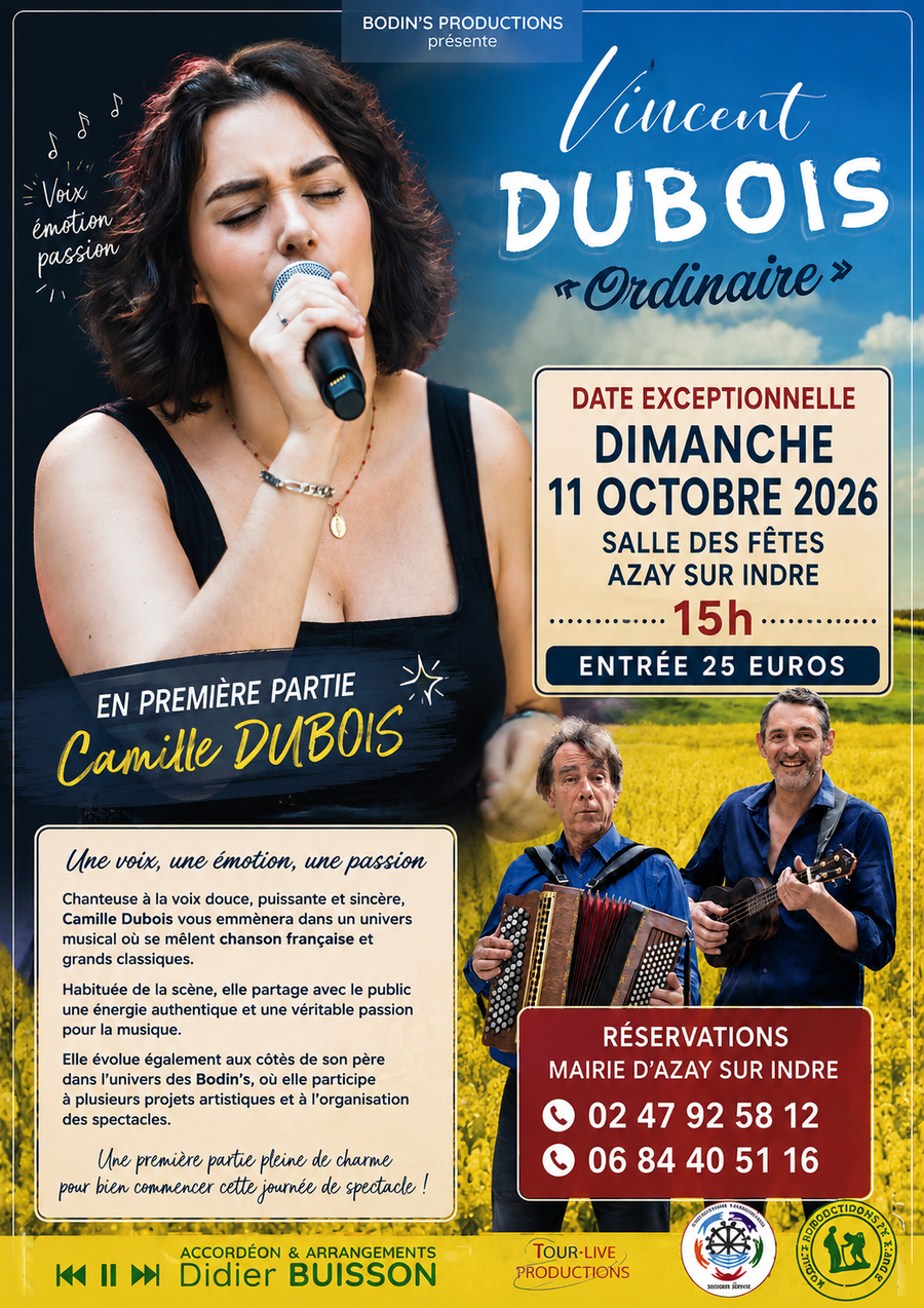 Concert Ordinaire de Vincent Dubois Azay-sur-Indre