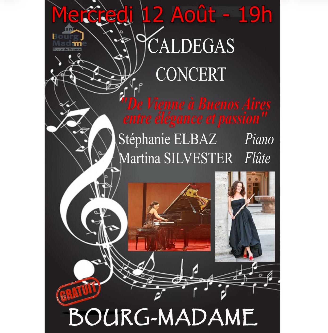 CONCERT PIANO/FLÛTE: DE VIENNE À BUENOS AIRES ENTRE ÉLÉGANCE ET PASSION CALDEGAS Bourg-Madame